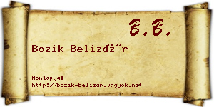 Bozik Belizár névjegykártya